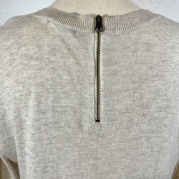 Halogen Star Print Zip back Cream Crewneck Sweater Knit Pullover Jumper - Picture 7 of 11